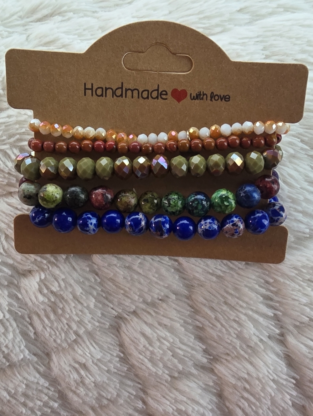 Bundle 5 Stretch Bracelets Earth Tones Blue, Green, Brown